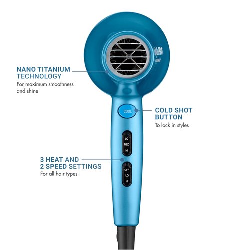 BaBylissPRO Nano Titanium Blow Dryer - 2000-Watt Ionic Styling Tool with Concentrator Nozzle