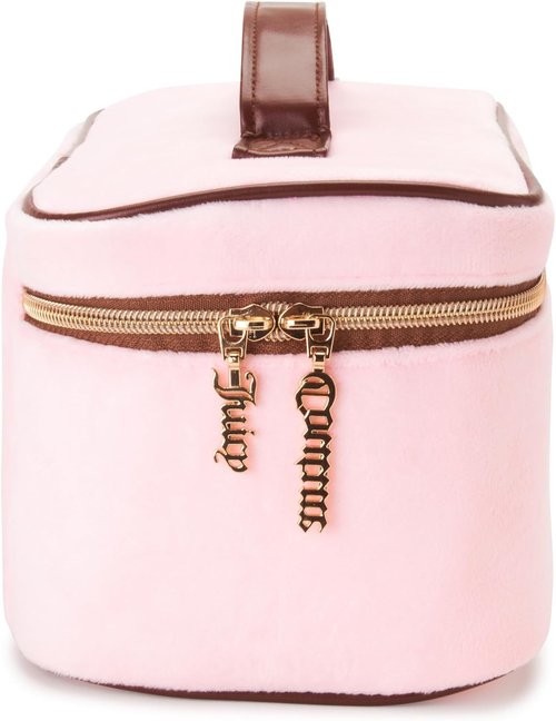 Juicy Couture Pink Makeup Bag - Stylish Cosmetics Organizer with Rhinestone Crown | Travel Essentials Case