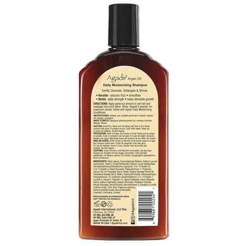 Agadir Daily Moisturizing Shampoo - Hydrating Formula for All Hair Types | 12.4 oz