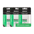 REACH Waxed Dental Floss, 2X More Value, Plaque Remover for Teeth, Shred Resistant, Floss Slides Smoothly, Easy to Use, Waxed, for Adults & Kids, Oral Care, PFAS Free, 3 Pack, 115 yd, Mint