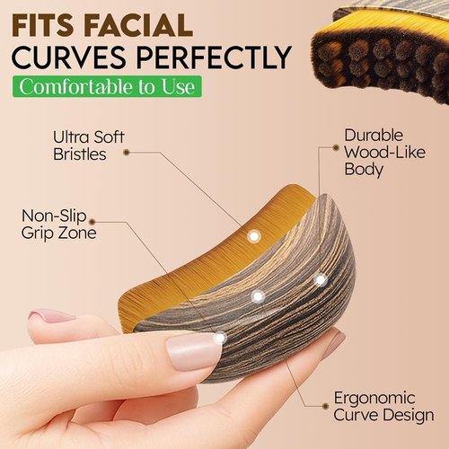 Fvaql Dry Brushing Face Brush, Lymphatic Contour Face Brush, Chin & Jawline Sculpting, Lymphatic Drainage Massager for Face, Ergonomically Designed to Fit The Skin Precisely (2PCS)