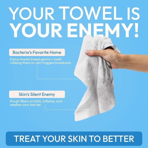FOMIN Cleansing Facial Towel 50 Count - Disposable Face Towelette XL - Biodegradable, Ultra-soft, Plant Based & Tear-Resistant Face Cloths - Towels for Makeup Remover & Reduce Acne for Clearer Skin
