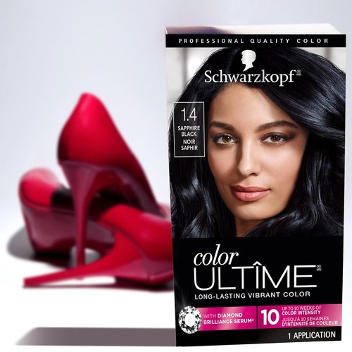 Schwarzkopf Color Ultime Hair Dye - 1.4 Sapphire Black, Permanent & Fade-Resistant, Covers Grays