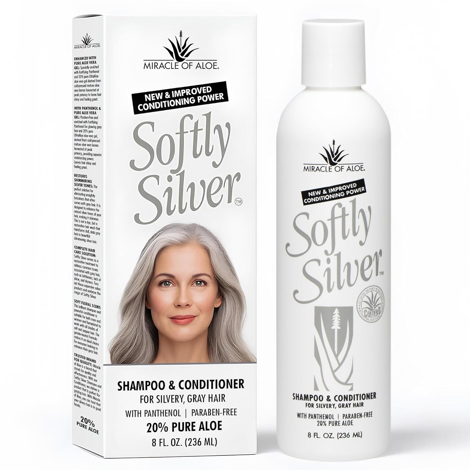 Softly Silver Shampoo - 2-in-1 Purple Restorative Formula for Gray Hair | Adds Luster & Bounce, 12 oz