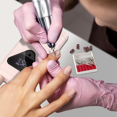 Professional Cordless Nail Drill Kits 45000RPM Electric Nail File for Acrylic Nails Removing and Polishing Gel Nails Lightweight and Easy to Use Ideal for Home and Salon Manicure Pedicure (Pink)