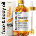 Artnaturals Organic Rose + Vitamin E Face Oil 4.0oz - for Body & Hair - 100% Natural, Moisturize, Rejuvenate & Enhance your skin - Anti-Aging Moisturizer Facial Oil for Fine Lines, Scars & Wrinkles