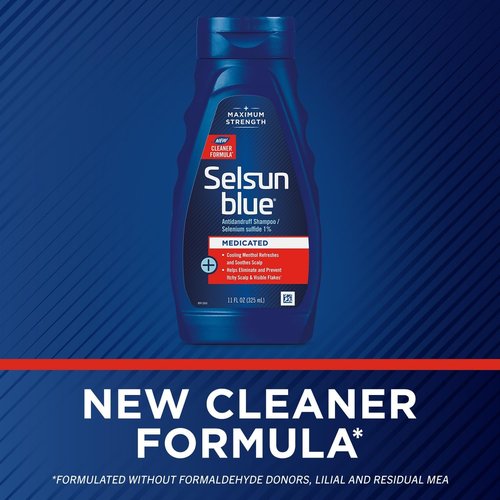 Selsun Blue Medicated Anti-Dandruff Shampoo - Maximum Strength with Menthol, 11 fl. oz. (Pack of 2)