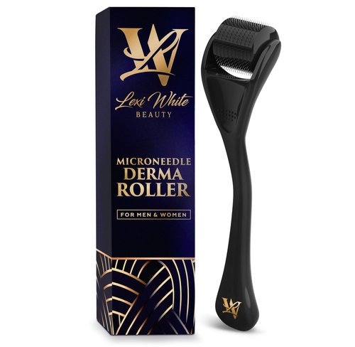 Derma Roller for Skin, Hair & Beard – Women and Men Titanium Microneedling Roller for Face & Scalp, Safe & Easy to Use 0.25mm