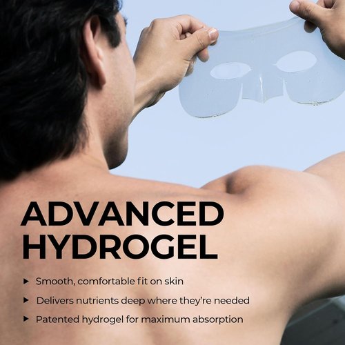 HommeFace Men’s Revitalizing Hydrogel Facial Mask Set - Hydrating Anti-Aging Sheet Masks | 5ct, Beard-Friendly, Korean Skincare