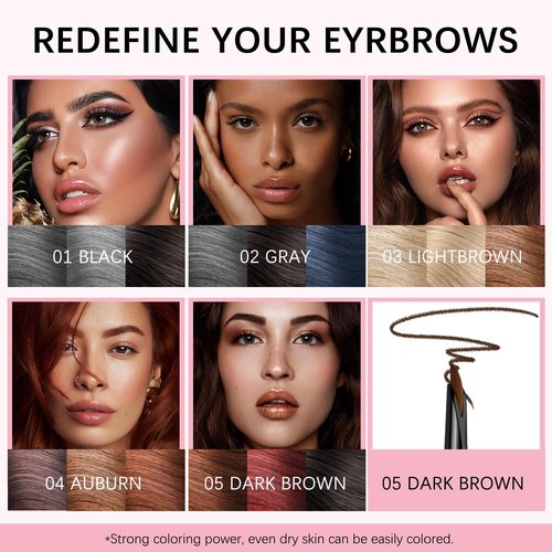 Regine Switzerland Eyebrow Pencils - Ultra-Fine 0.1mm Waterproof with 2-in-1 Double-Ended Tip | Black