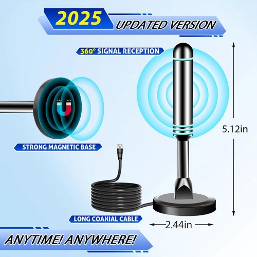 Smart TV Antenna - Long Range HD Digital Reception | Supports 4K & 1080p | Easy Install with 10ft Coax Cable