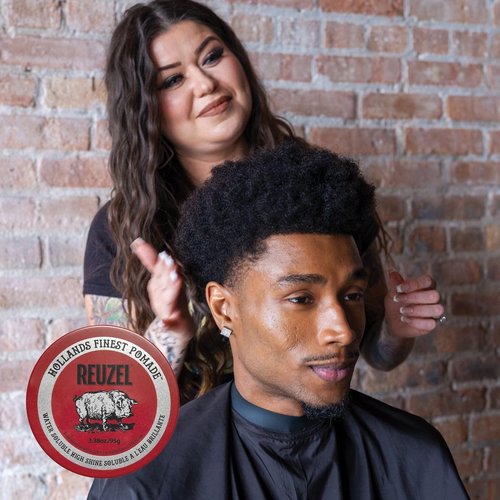Reuzel Red Pomade - Medium Hold, Water Soluble Styling, High Shine, Flake-Free | All Hair Types
