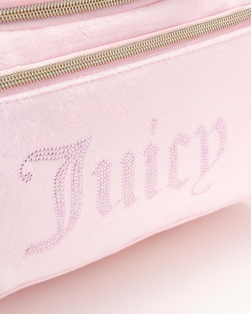 Juicy Couture Pink Makeup Bag - Stylish Cosmetics Organizer with Rhinestones | Travel Essentials