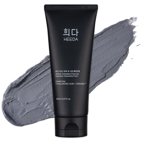 HEEDA Hyaluronic Acid & Ceramide All-In-One Cleanser, Deep Hydrating Face Wash with Charcoal, Coconut, and Turmeric for Radiant, Moisturized, and Balanced Skin