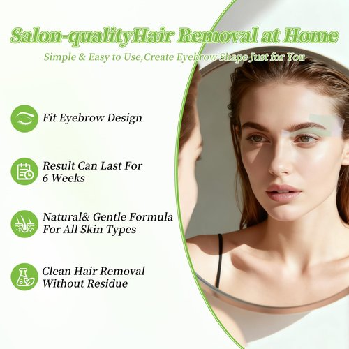 Eyebrow Wax Strips - 56 Strip Eyebrow & Upper Lip Hair Remover with 4 Soothing Wipes | Natural Beeswax Formula | Painless at Home Hair Removal for Women & Sensitive Skin | Lasts 6 Weeks