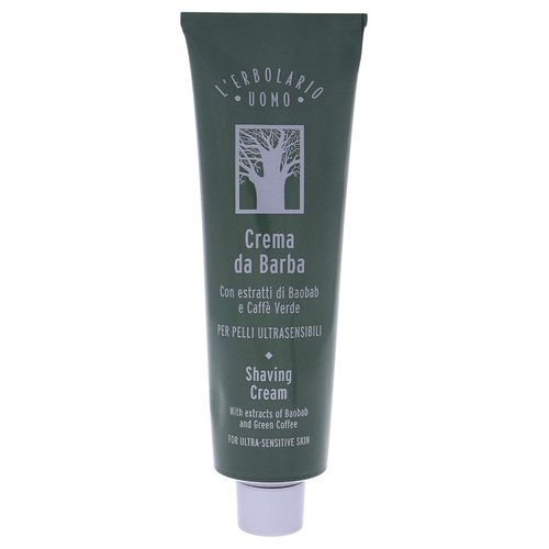 L'Erbolario Baobab & Green Coffee Shaving Cream - Non-Foaming for Superior Razor Control - 5.07 Oz