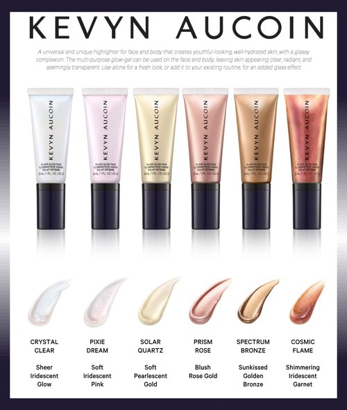 Kevyn Aucoin Glass Glow Face, Spectrum Bronze: Multi-purpose universal dewy highlighter for face and body. Creates glowing youthful-looking hydrated skin with a glassy complexion. Makeup artist go to