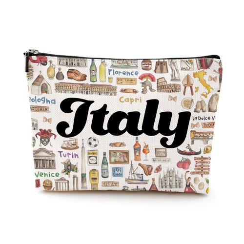 Italy Cosmetic Bag Makeup Bag Italian Gifts Italy Souvenirs Travel Merch Vacation Friendship Gifts for Women City Lovers Sister Traveler Best Friend Girls Trip Gifts Favors Christmas Birthday