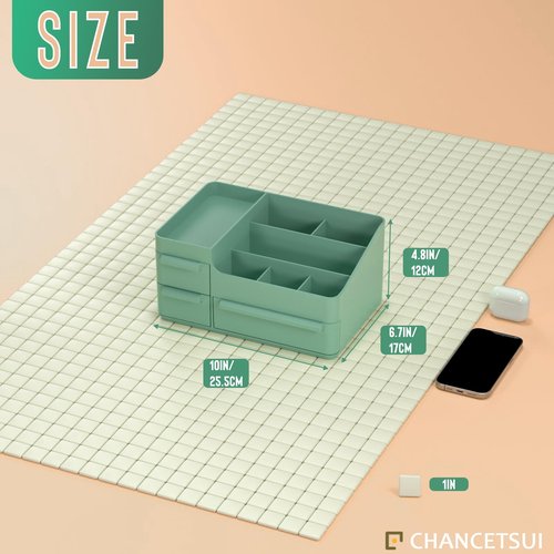 CHANCETSUI Makeup Organizer With Drawers, Countertop Organizer for Cosmetics, Vanity Holder for Lipstick, Brushes, Lotions, Eyeshadow, Nail Polish and Jewelry (Green)