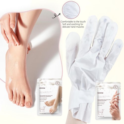 GUOYAOLIFU Hydrating Hand Foot Masks Set for Women Men,3 Pack Glove Mask for Dry Hand & 3 Pack Socks Mask for Dry Cracked Feet（Milk）