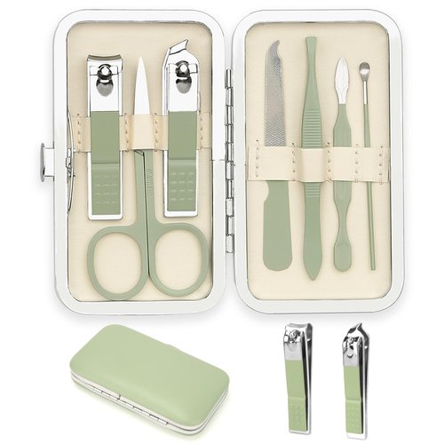 Manicure and Pedicure Kit, Manicure Kit, Nail Clipper Set, Manicure Set, Nail Clippers for Men Women,Travel Nail Clippers Kit, Personal Care Set, Grooming Kit Gifts for Women Friendsgiving(Sage Green)