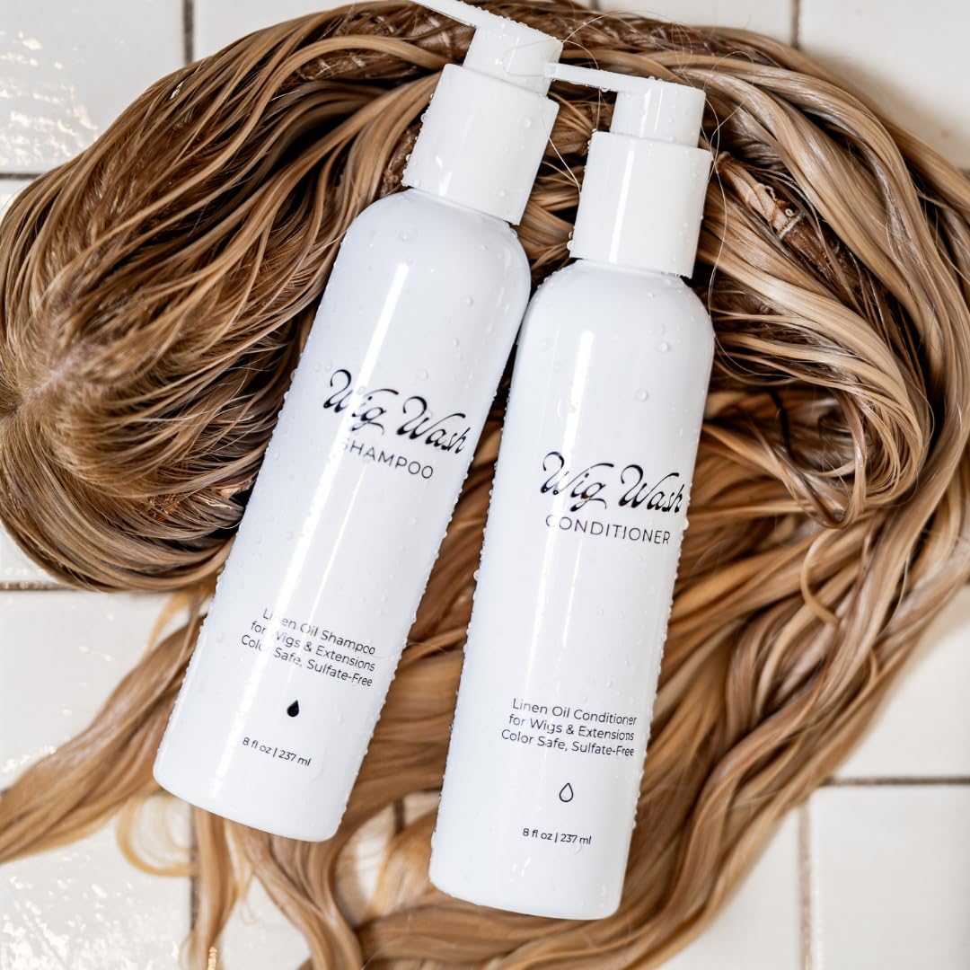 WIG WASH - WIG CONDITIONER - Linen Oil Conditioner – Sulfate-Free Formula for Human Hair Wigs, Extensions & Natural Hair – Moisturizing, Lightweight, Color Safe – 8 fl oz