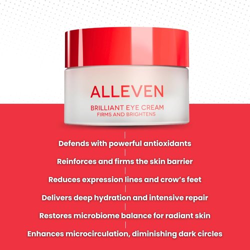 Alleven Brilliant Eye Cream - Firming & Hydrating Eye Brightener for Fine Lines & Dark Circles - Revitalizing Botanical Formula