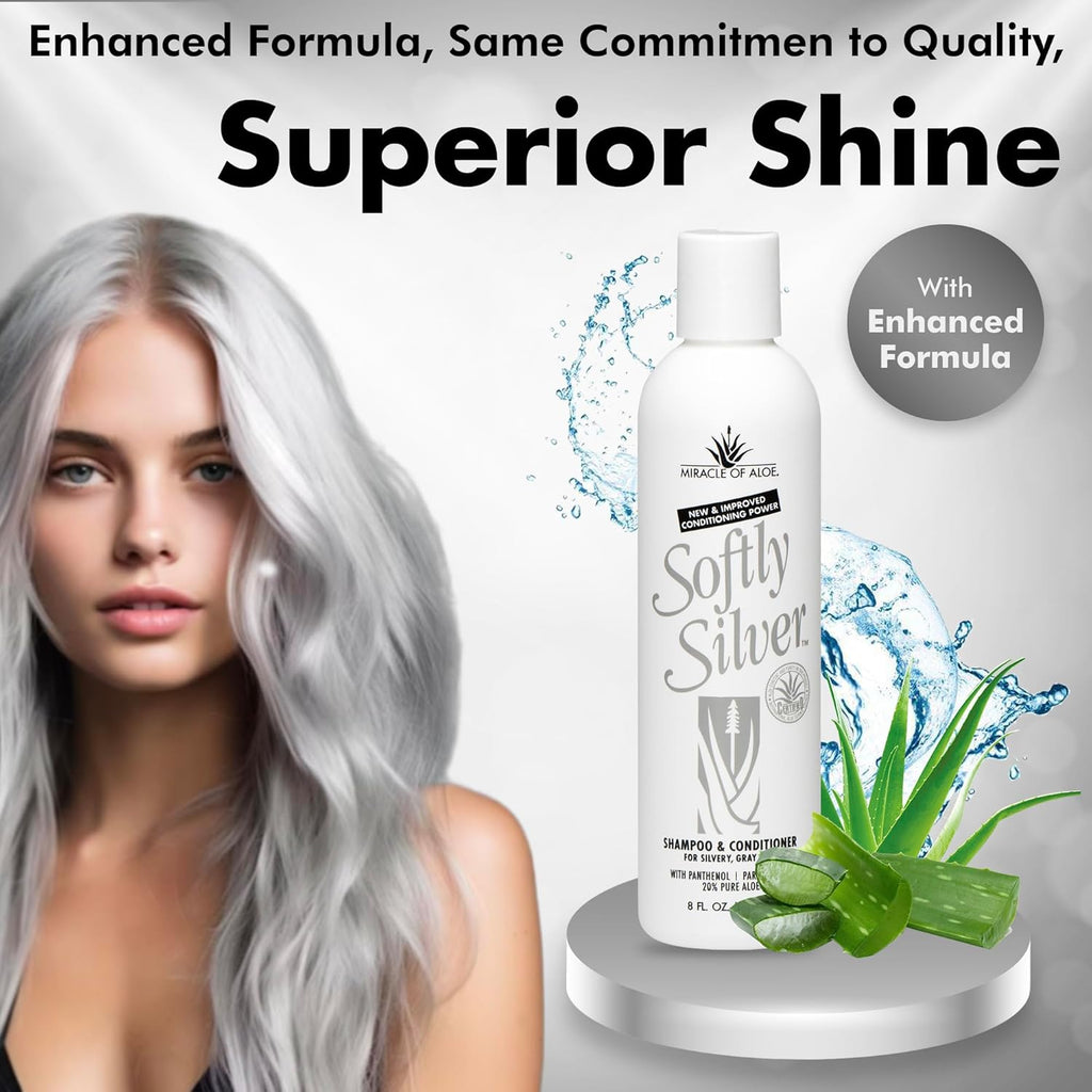 Softly Silver Shampoo - 2-in-1 Purple Restorative Formula for Gray Hair | Adds Luster & Bounce, 12 oz
