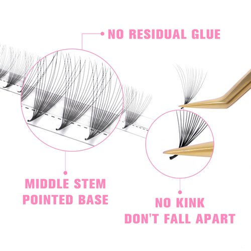 VEYES INC Premade Fans Eyelash Extensions 3D-24D C/D curl Natural & Volume Mixed Length Eyelash Tray, Professional Lash Supplies, Matte Black (10D 0.05 CC 8-15mm)