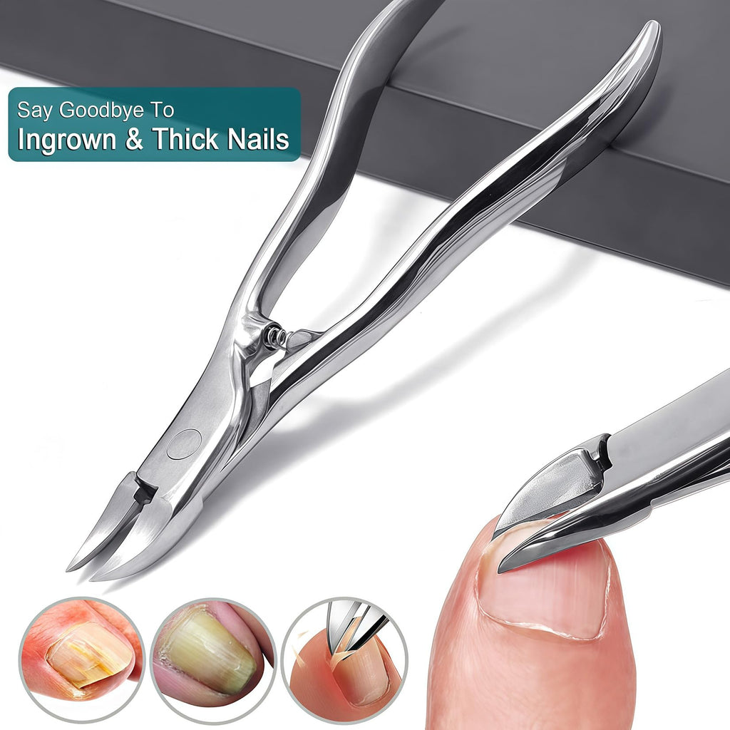 VOGARB Long Handle Toenail Clippers for Thick Toenails for Seniors, Heavy Duty Large Ergonomic Ingrown Toe Nail Clippers for Men, 3pcs Set with Leather Case (JCCT3PS)