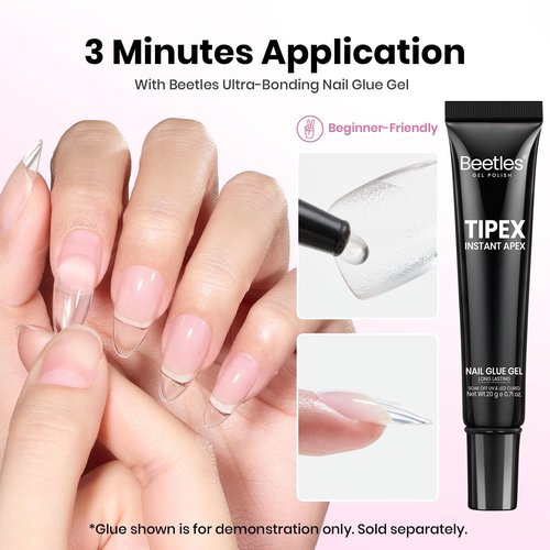 Beetles Tipex Lite Apex Nail Tips,Stiletto Medium,512pcs 16 Sizes,Pre-Building Pre-Etched Acrylic Nail Tips for Flat Nails & Natural Nail Beds