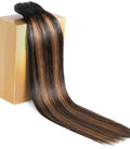 MLIP Raw Bundles Human Hair Straight, No Tangle Shedding, Keep Texture Silky Soft After Multiple Washes, 16A Raw Indian Hair Bundles 10 Inches, Brown Highlight Bundles