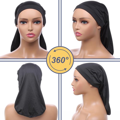 4 Pcs Dreadlock Stocking Caps for Men Spandex Dreadlock Cap Overnight Sleep Cap Elasticity Soft Lightweight Comfortable Sleeping Head Wrap Headwear for Men and Women