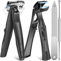 Toenail Clippers for Seniors Thick Toenails, Angled Head Large Toe Nail Clippers for Thick Nails for Men, 360° Rotating Nail Clippers with Long Hande, Heavy Duty Fingernail Clippers with Wide Opening