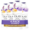 Olay Body Wash for Women, Age Defying with Vitamin E, 24hr Moisturizing, Hydrating & Refreshing, B3 Vitamin Complex, Free of Parabens & Phthalates, for All Skin Types, Scented, 22 fl oz (Pack of 4)