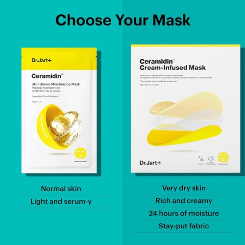 Dr.Jart+ Ceramidin Face Mask - Hydrating Sheet Mask with Ceramides & Panthenol | Travel Size, 1 Pack