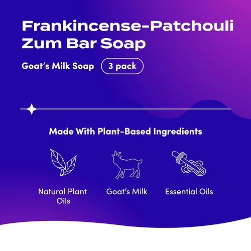 Indigo Wild Goat's Milk Soap Bar - Nourishing Essential Oil Soap for Hands & Body - 3 oz - Patchouli (3 Pack)