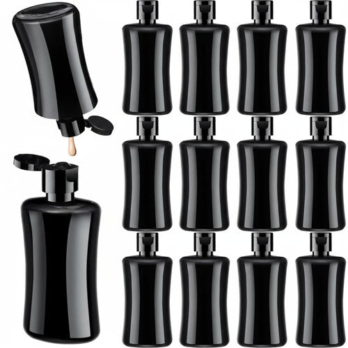 Domensi 12 Pcs Black Travel Bottles with Flip Cap Plastic Travel Size Toiletries Bottles Portable Leak Proof Squeeze Container Refillable Empty Cosmetic Containers for Liquid Shampoo Lotions (3.4 oz)