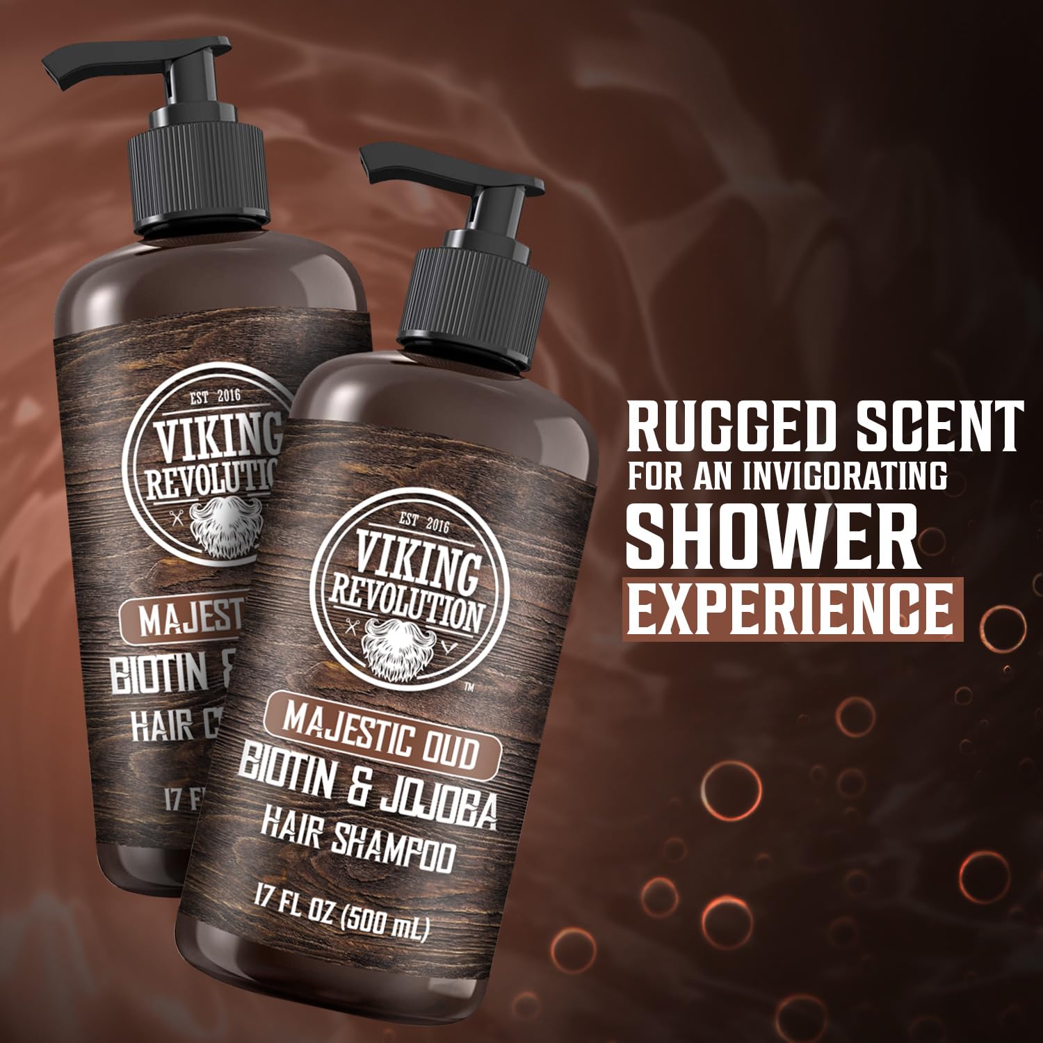 Viking Revolution Majestic Oud Shampoo & Conditioner Set - Biotin & Jojoba Oil for Thinning Hair (17 Oz)