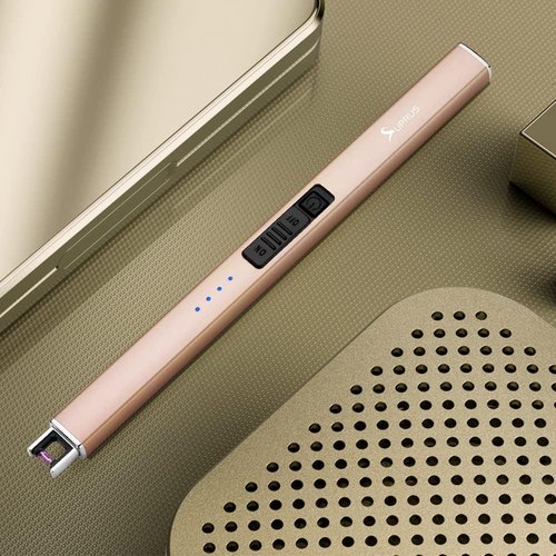 SUPRUS Electric Lighter - Windproof Flameless USB Rechargeable with Safety Lock | Champagne Gold