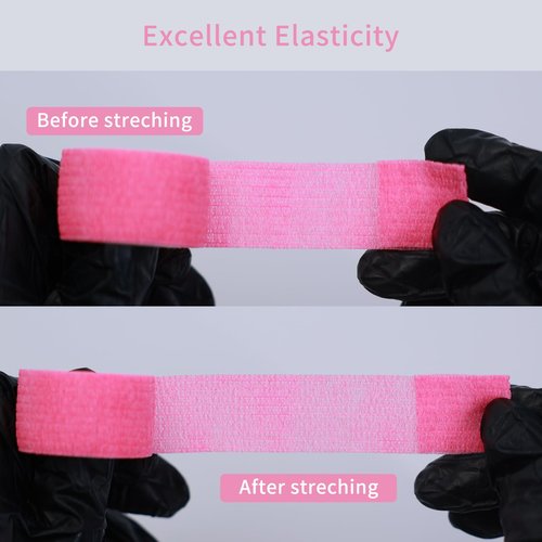 EZ Tattoo Grip Tape - 24PCS (1inch x 5 Yard) Pink Self Adhesive Bandage for Wrist & Ankle Sprain Swelling, Disposable Roll Tattoo Grip Tube Tape for Tattoo Machine and Tattoo Supplies Pet Bandage
