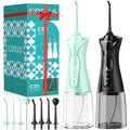 COSLUS 2-Pack Water Flosser for Teeth: Water Dental Pick Set with Refined Packaging for Couples Friends, 3 Modes & 8 DIY Levels for Sensitive Gums & Braces, Ideal for Family Sharing, Black & Green