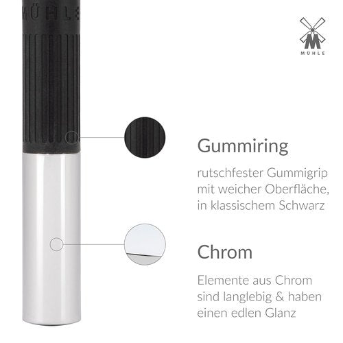 MÜHLE NEO Safety Razor - Eco-Friendly Double Edge Razor for Beginners & Experts | Chrome with Black Grip