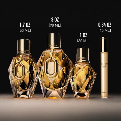 Rabanne Million Gold Eau de Parfum - Long-Lasting Refillable Women's Perfume with Sparkling Rose & White Flowers