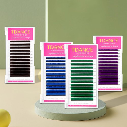 TDANCE Colorful Lashes Extension Mixed Length Tray Colored Eyelash Extensions Professional Salon Use(Brown-0.07-CC,8-15 mm)