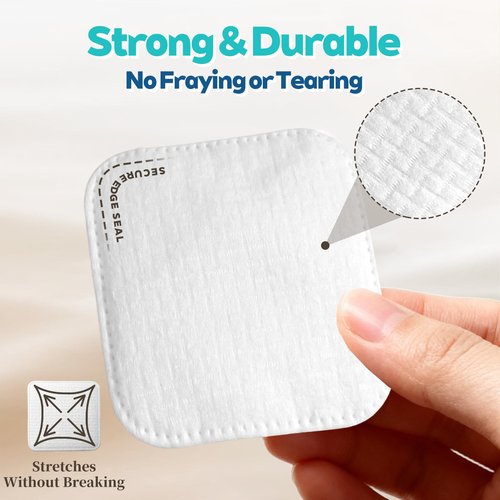 Vexlytra Large Soft Cotton Pads for Face (150 Count)- Lint-Free, Pressed Seam Design, Gentle on Sensitive Skin & Eyes, Perfect for Makeup Removal & Facial Cleansing (2, Blue)