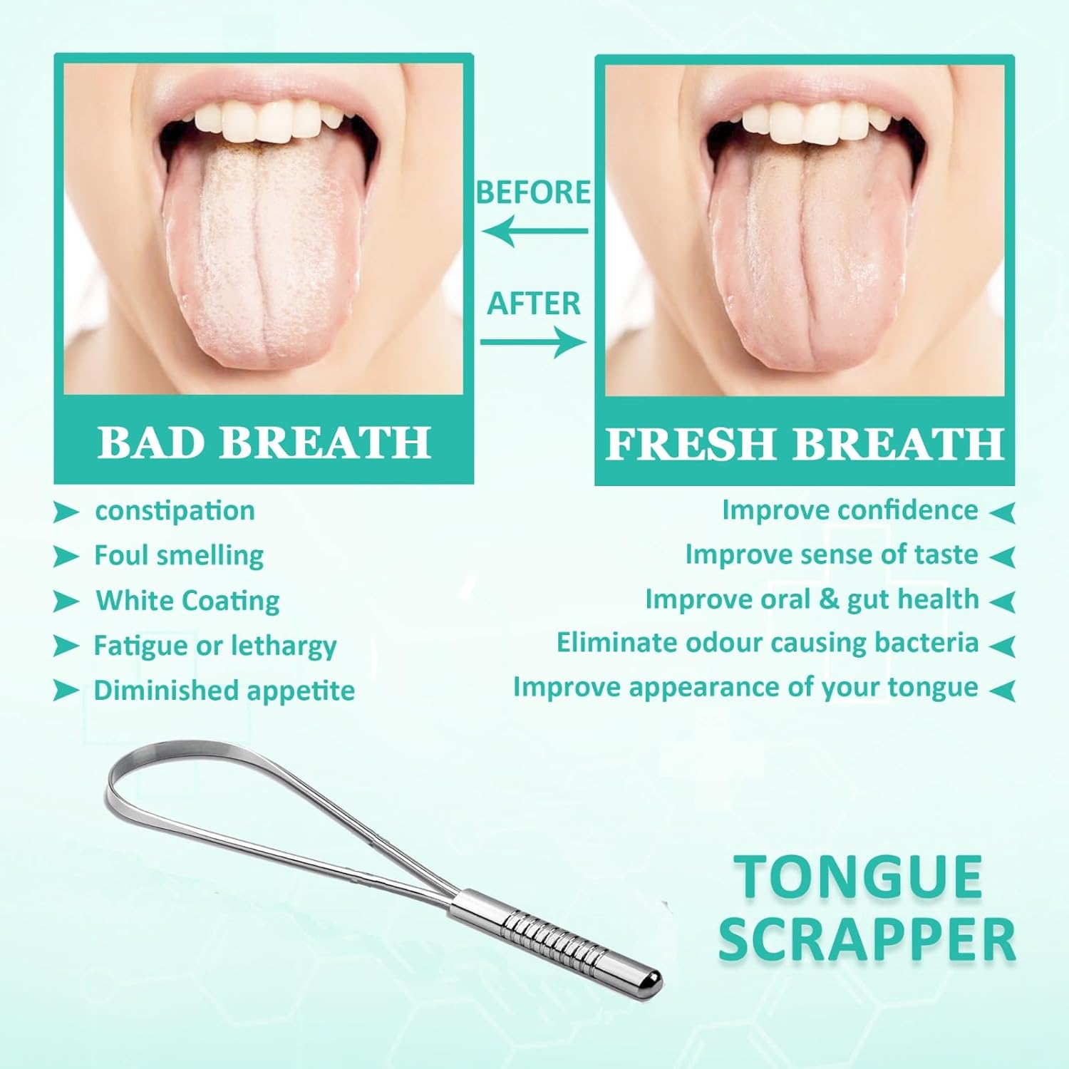 YASHIKA ENT Stainless Steel Tongue Scraper - 2 Pack with Multicolor Travel Cases | Easy Oral Care Solution
