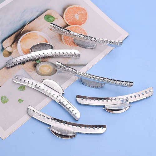 Skiennix Vintage Metal Finger Wave Hair Clips - 12PCS Silver Aluminum Tip Clamps for Home & Outdoor Styling