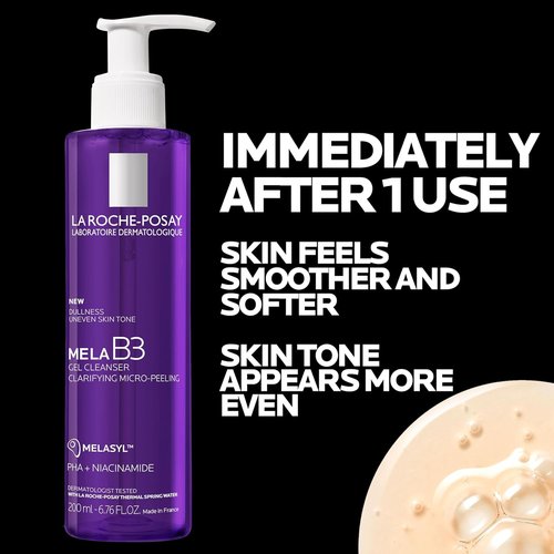 La Roche-Posay Mela B3 Gel Cleanser - Anti-Aging Face Wash with Niacinamide & PHA for Dark Spots | Oil-Free, Soap-Free