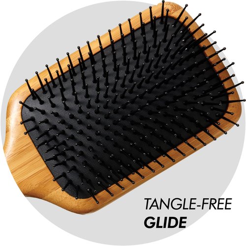 Sam Villa Signature Series Bamboo Brush - Eco-Friendly Wooden Paddle Brush for Effortless Hair Styling